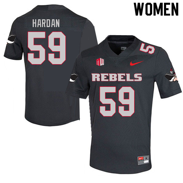Women #59 Walker Hardan UNLV Rebels College Football Jerseys Sale-Charcoal - Click Image to Close
